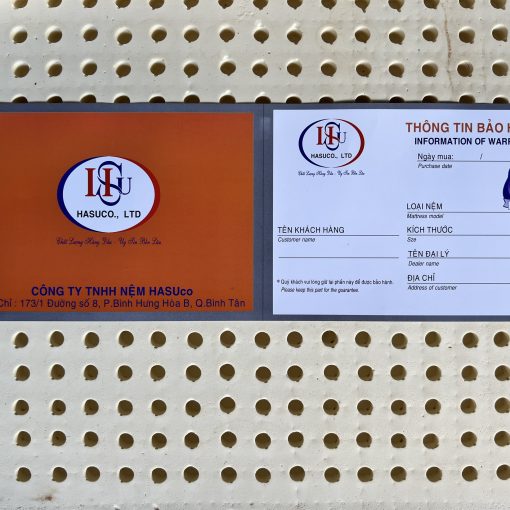 Phiếu bảo hành Nệm hasu